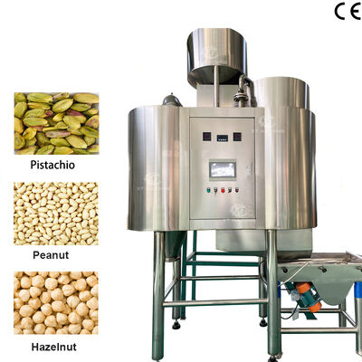 Πλήρως αυτόματο 500-1000kg/h τροφοδοσία και εκφόρτωση ολόκληρου πυρήνα Αερομηχανή Blanching φιστίκια για εργοστάσια επεξεργασίας καρύδων